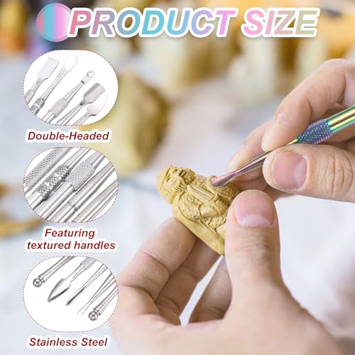 MECCANIXITY 5 Pcs Wax Carving Tools Stainless Steel Wax Carving Sculpting Tools with Portable Metal Case for Modeling Shaping, Silver Tone - color: Silver Tone