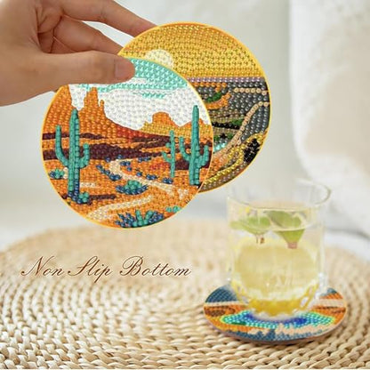 Clendo 8 Pcs National Park Diamond Art Coasters Kit with Holder,Small Landscape Diamond Art Kits for Adults Beginners, Diamond Painting Coasters Arts and Crafts Kits - color: Jxbd107-us