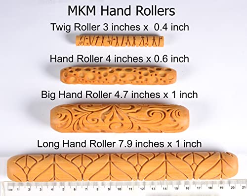 MKM Pottery Tools Wood Hand Rollers for Clay (HR-15 Crosshatch) - size: HR-15 Crosshatch