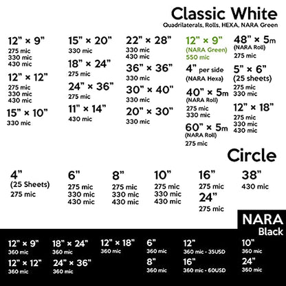 Nara Alcohol Ink Paper | Black, 12 x 12 inches, 350 Microns/360 GSM, Medium+, 10 Sheets, Stain-Free - color: Black_Square_Paper Sheets