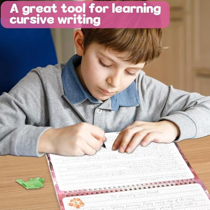 gisgfim Grooved Cursive Handwriting Workbook Magic Reusable Grooved Cursive Handwriting Practice Guided Tracing with Disappearing Ink Pens for Beginner Learning Activities Supplies (Inspiring Quotes) - style: Inspirational Sentences