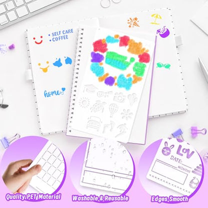 36 PCS Journal Diary Stencils, Planner Stencils for Junk Journal Notebook Diary Scrapbooking DIY Supplie Drawing Template Journal Stencil 4x7 Inch - color: Journal Diary