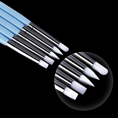 Caydo 9 Pieces Stylus Tools, Clay Sculpting Tools for Ceramic Engraving | 5 Pieces 2 Way Total 10 Different DIY Silicone and Ceramic Clay Indentation Tool and 4 Pieces Double-ended Metal Ball Tools