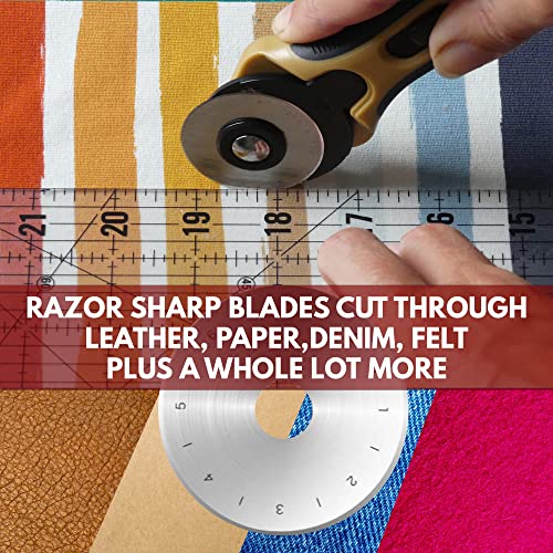 Madam Sew 45mm Rotary Cutter Replacement Blades, 5 Tungsten Steel Blades | Cuts Thick Layers of Fabric, Felt, Leather and Vinyl – Compatible with Fiskars, Olfa, Clover and Other Brands - size: 45mm blades