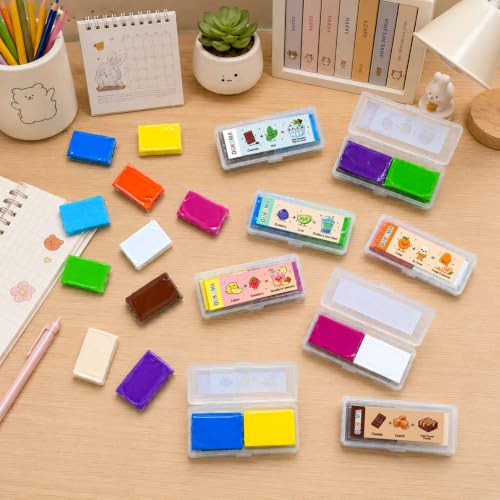 Scented Kneaded Erasers, 10 Colors & 10 Scents, Soft Kneadable Erasers for Drawing, Sketching, Graphite & Charcoal, Putty Eraser with Individual Storage Cases (24, 10 Colors)