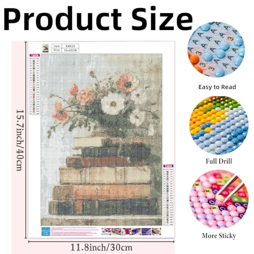 Diamond Art Kits for Adults,Book and Flower 5D Diamond Painting Kits - color: KM629-1