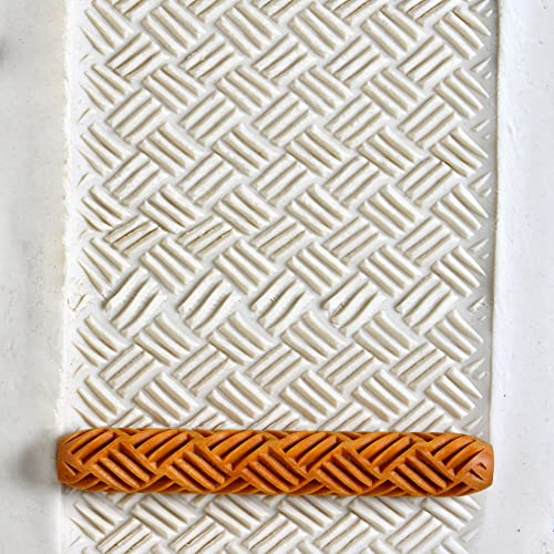 MKM Pottery Tools Wood Hand Rollers for Clay (HR-23 Basketweave) - size: HR-23 Basketweave