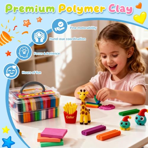 Artpar Polymer Clay Kit,72 Colors Modeling Oven Bake Clay Sculpting Set | Diy Crafts Sculpting Tools Accessory Set, Non-Sticky, Non-Fading, Easy Modeling, Especially Suitable For Kids Adults - color: 72