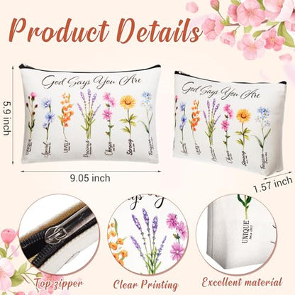 12 Pcs Christian Makeup Bags for Women, Bible Verse Cosmetic - style: Elegant Style