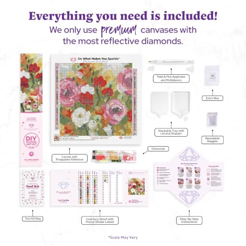 DIAMOND ART CLUB Lea's Garden Diamond Art Kits for Adults | Premium Diamond Painting Kit, Fun DIY Crafts for Adults, Round Diamond Art Canvas, 13" x 13" (33 x 33 cm) - color: Lea's Garden