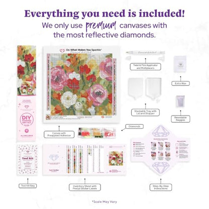 DIAMOND ART CLUB Lea's Garden Diamond Art Kits for Adults | Premium Diamond Painting Kit, Fun DIY Crafts for Adults, Round Diamond Art Canvas, 13" x 13" (33 x 33 cm) - color: Lea's Garden
