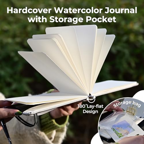 Funto Watercolor Journal, 3.5x5.5, 2 Pack, 24 Sheets Each, Cold-Pressed with Inner Pocket, 110lb/230gsm, Suitable for Techniques and Mixed Media - color: Gray-3.5x 5.5