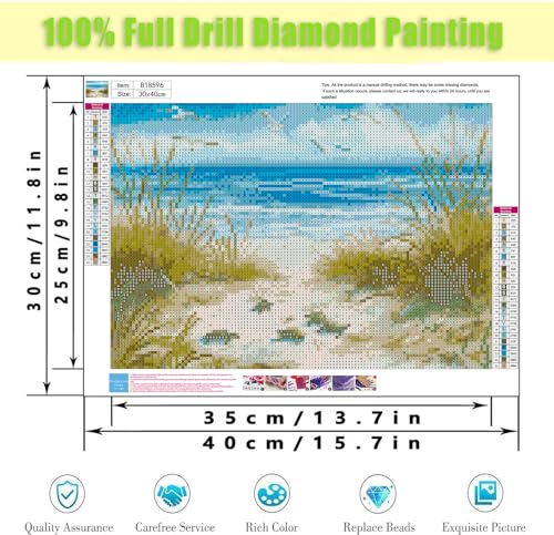 TCDZMYGS Diamond Art Kits for Adults,Beach Diamond Painting Kits 12X16 Inch | 5D Diamond Art Paintings for Beginners,Round Full Drill Diamond Dot Tools Kit,Extra Diamonds,Stress Relief Craft,DIY Gift - color: Beach-2603