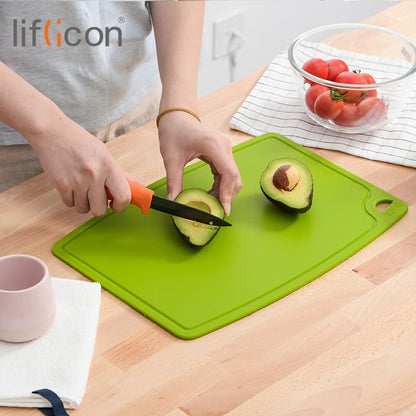 Liflicon Thick Silicone Cutting Boards for Kitchen Silicone Chopping Boards/Mats Set of 2 Extra Large14.6''x10.43'', Mini 9.1”x7.1” Non-slip Deep Drip Juice Groove, Dishwasher Safe-Green - color: Green, size: S+L