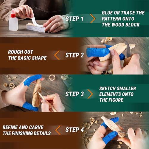 BeaverCraft Whittling Kit for Beginners, Wood Carving Kit for Beginners - Wood Carving Tools Woodworking Kit for Adults and Teens - Whittling Knife Kit with Wood Blocks - Wood Carving Set DIY03 Wizard