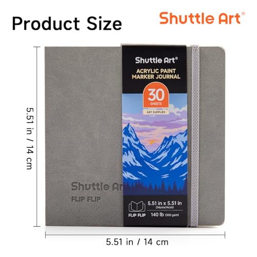 Shuttle Art Acrylic Paint Marker Journal 5.51x5.51, 30 Sheets | 140LB (300 GSM) Watercolor Paper, For Acrylic Markers & Watercolor - size: 5.51×5.51 in