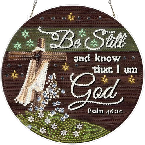 LPDJITO Cross Diamond Art Hanging Kit for Adult, Special Shaped Rhinestone,DIY Acrylic Cross 5D Diamond Art Painting Window Pendants Home Garden Wall Hanging Kits Hanging Ornament - color: Color-14