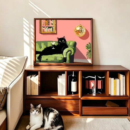 PHANTASYART Black Cat Paint by Numbers Kit for Adults 16x20inch - color: Black Cat, size: 16x20inch