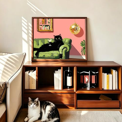 PHANTASYART Black Cat Paint by Numbers Kit for Adults 16x20inch - color: Black Cat, size: 16x20inch