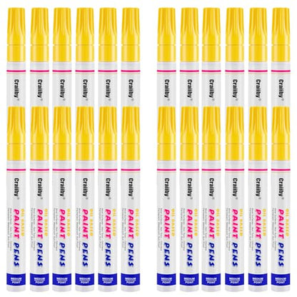 Yellow Paint Markers, 24 Pack Oil-Based Waterproof Quick Dry Permanent Paint Pen Set for Rocks Painting, Wood, Fabric, Plastic, Canvas, Glass, Mugs, Metal, Tire, Stone, DIY Craft - color: Yellow