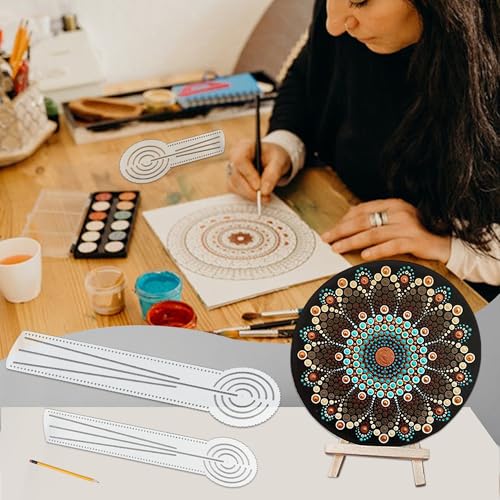 3-in-1 Mandala Ruler Tool with Holes, Mandala Dot Art Circle Maker, Compass Protractor Straight Ruler for Dot Art Geometric Mandala Pattern Design (40cm/15.8") - color: 40cm/15.8“