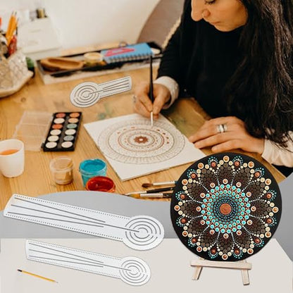3-in-1 Mandala Ruler Tool with Holes, Mandala Dot Art Circle Maker, Compass Protractor Straight Ruler for Dot Art Geometric Mandala Pattern Design (40cm/15.8") - color: 40cm/15.8“