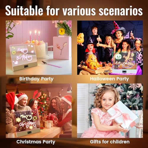 16" Rechargeable LED Drawing Board for Kids, 3 Modes & 8 Colors Glow Doodle Light Up Drawing Tablet, Neon Acrylic Dry Erase Board with Stand, Creative Art Toy Gift for Girls Boys Birthday Christmas - color: White