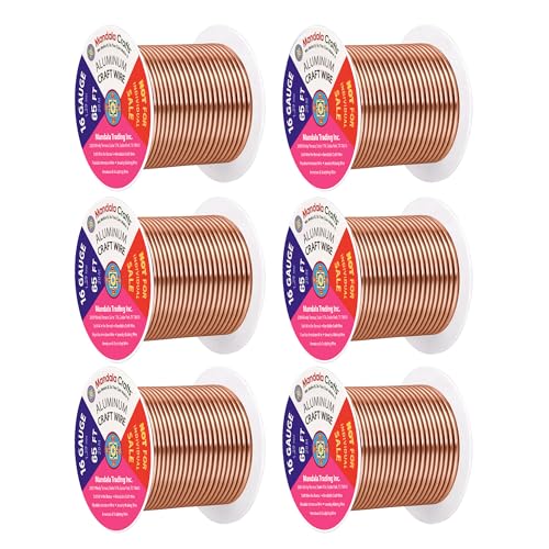 Mandala Crafts 16 Gauge Rose Gold Tone Combo Anodized Aluminum Craft Wire - color: Rose Gold Tone Combo, size: 16 Gauge 65X6 Feet
