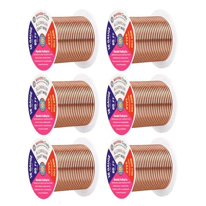 Mandala Crafts 16 Gauge Rose Gold Tone Combo Anodized Aluminum Craft Wire - color: Rose Gold Tone Combo, size: 16 Gauge 65X6 Feet