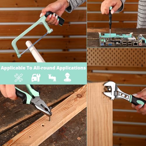 DEKOPRO Tool Set: 228 Piece Home Tool Kit, Household Basic Repair Tool Set Comes with Storage ToolBox, Socket Wrench Set for Car, Hand Tool Box Set for Home - Turquoise - color: Turquoise