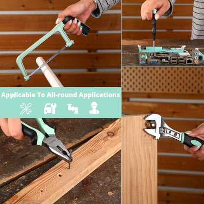 DEKOPRO Tool Set: 228 Piece Home Tool Kit, Household Basic Repair Tool Set Comes with Storage ToolBox, Socket Wrench Set for Car, Hand Tool Box Set for Home - Turquoise - color: Turquoise