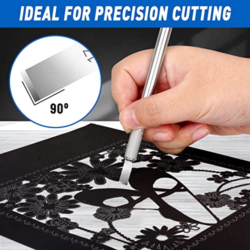 DIYSELF 100 Pack Exacto Blades Refills #17, Carbon Steel Chisel Blades | High carbon steel hobby knife blade refills and precision craft knife blades for chiseling, scrapbooking and stencils - style: #17