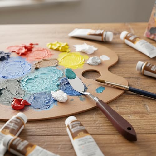 2 Pcs No.20 Palette Knife, 22mm Width Pallet Paint Spatula Stainless Steel Oval Art Spatula with Wood Handle Metal Paint Pallet Knife for Acrylic Painting Oil Canvas Mixing Spreading Cake Decorating