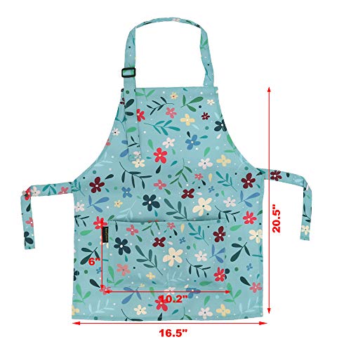BeeGreen Kids Cooking Aprons 2 Pack, Adjustable Strap Toddler Art Apron with Front Pocket - color: Blue,green
