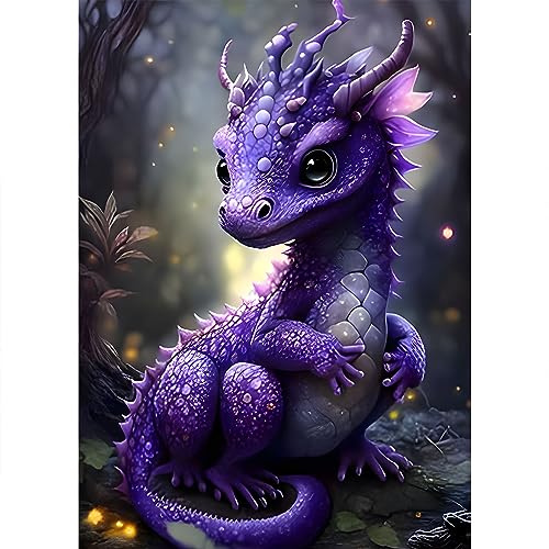 SENQAO Dragon Diamond Painting Kits for Adults, Dragon Diamond Art Kits Animal Diamond Art with Full Drill Round Diamonds, Dragon Diamond Dots Art Kits for Home Wall Decor 12X16inch - color: dragon - 01