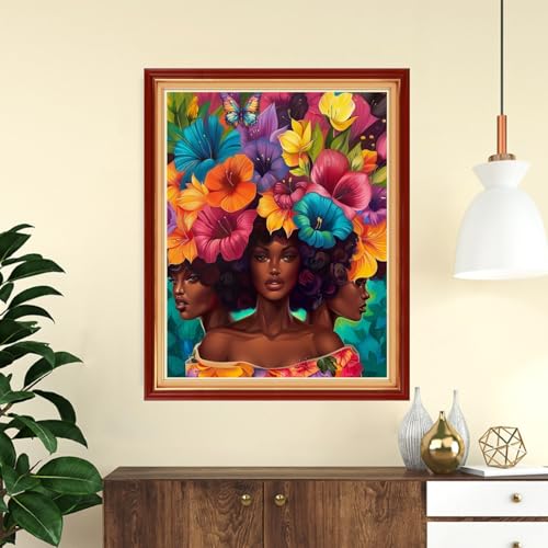 Funchey Stamped Cross Stitch Kits, DIY Cross Stitch Pattern for Adults Beginners Needlepoint Kits Embroidery Kit Arts and Crafts 11CT-Rainbow Flower Girl 16x20 inch - color: Handicraft patterns03