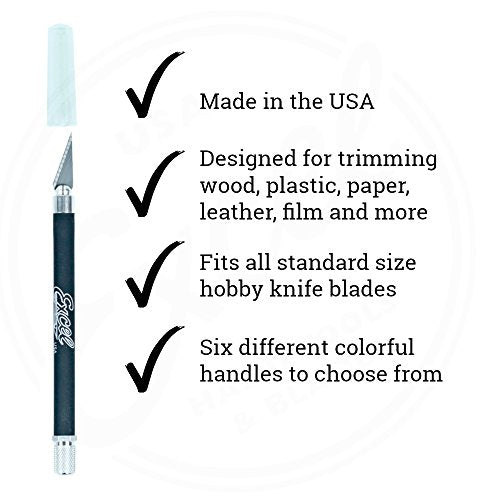 Soft Grip Hobby Knife, Excel Blades K18 with Safety Cap, American Made Light Duty Craft Knife (Black) - color: Black (1)