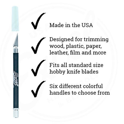 Soft Grip Hobby Knife, Excel Blades K18 with Safety Cap, American Made Light Duty Craft Knife (Black) - color: Black (1)