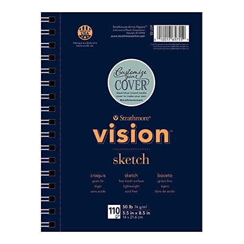 Strathmore Vision Series Sketch Pad, 5.5x8.5 inch, 110 Sheets - Artist Sketchbook for Drawing, Illustration, Art Class Students - size: 5.5x8.5, style: Sketch