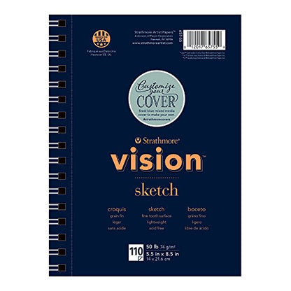 Strathmore Vision Series Sketch Pad, 5.5x8.5 inch, 110 Sheets - Artist Sketchbook for Drawing, Illustration, Art Class Students - size: 5.5x8.5, style: Sketch