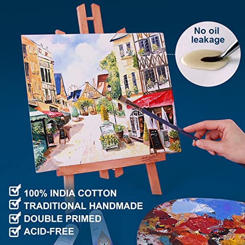 Canvas Panels 5x7 Inch 12-Pack, Acrylic Paint Set 24 Colors 2oz/59ml