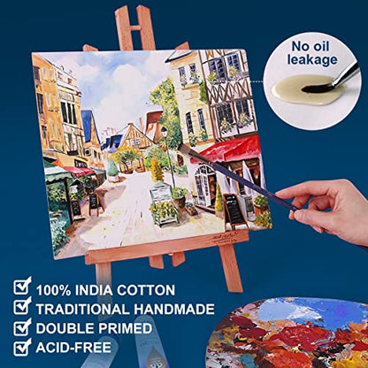 Canvas Panels 5x7 Inch 12-Pack, Acrylic Paint Set 24 Colors 2oz/59ml