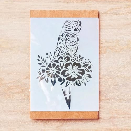 TIAMECH A4 Reusable Mandala Parrot Stencil for Painting - style: Mandala Parrot