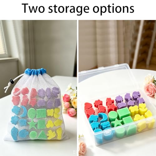30 Pcs Shape Sponge Paint, Sponge Paint Brushes for Acrylic Painting, Wooden Handle Craft Sponges for DIY, Crafts and Kids Arts - style: 30 Pcs Shape Sponge