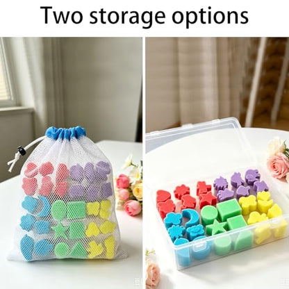 30 Pcs Shape Sponge Paint, Sponge Paint Brushes for Acrylic Painting, Wooden Handle Craft Sponges for DIY, Crafts and Kids Arts - style: 30 Pcs Shape Sponge