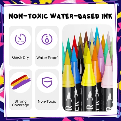 120 Colors Dual Tip Acrylic Paint Markers,Fine Tip and Brush Tip Permanent Acrylic Paint Pens For Rock Painting, Canvas, Wood, Glass, Ceramic, Fabric, Plastic, Egg, Scrapbook,Art Painting Supplies Kit - color: 120 Colors