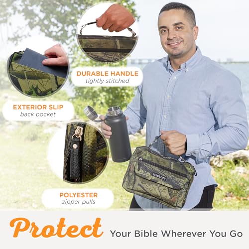 Christian Art Gifts Stand Firm Oak Moss Camo Poly-Canvas Organizer Bible Cover - 1 Corinthians 16:13, Large - size: Large
