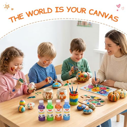 Smallbudi 12 Colors Washable Finger Paint Set for Kids 2 oz/60 ml | Non Toxic & Baby Safe Paint Mess-Free Kids Art Supplies for Craft, Art, DIY Finger Painting for Toddlers 1-3 Preschool Gifts