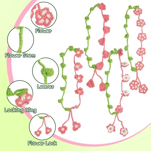 WaldyWop Crochet Kit for Beginners: 4 Flower Bracelets Starter Kit w/Videos - color: Flowers Bracelets