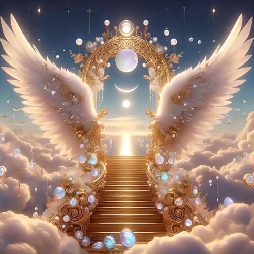 WCHUIMM Diamond Art Kits for Adults - Angel Wing Diamond Painting Kits for Adults, 5D Round Full Drill DIY Gem Art Paint by Diamonds for Home Wall Decor 12x12 inch - color: Angel Wing